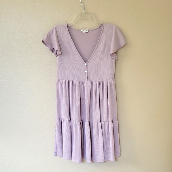 See You Monday Lavender Ribbed V-Neck Dress - Size Large - Picture 1 of 7